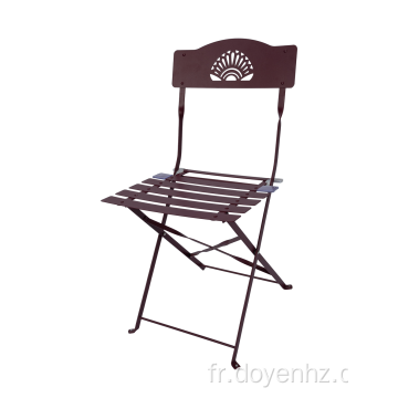 Chaise pliante extérieure à lattes en métal avec motif en éventail